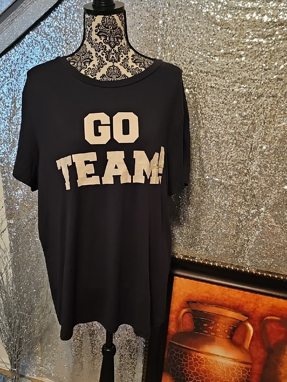 Go Team Graphic Tee - Black with White Letters
